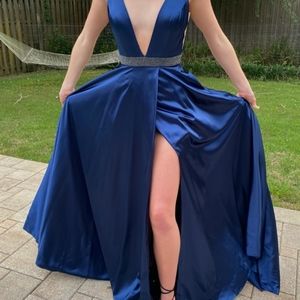 Sherri Hill Navy Blue Prom Dress